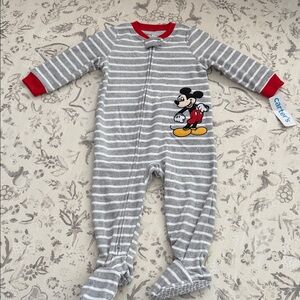 Carter's Striped Gray and Red Mickey Mouse Footie